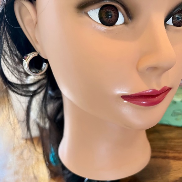 Pierced earrings, silver tone with purple -jewelry - Picture 7 of 14